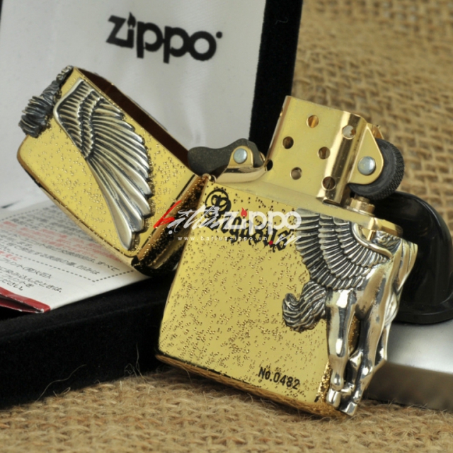 Bật lửa zippo phiên bản giới hạn xuất nhật Zippo Pegasas  cánh được mạ bạc