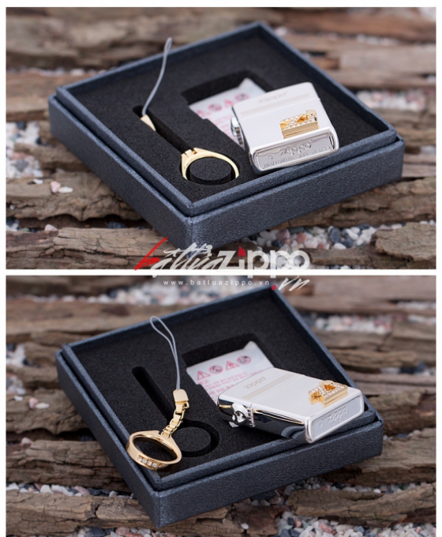 Bật lửa zippo chính hãng phiên bản Hàn Quốc logo ZI (gold diamond counter genuine limited special ZI font)