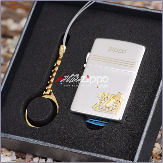 Bật lửa zippo chính hãng phiên bản Hàn Quốc logo ZI (gold diamond counter genuine limited special ZI font)