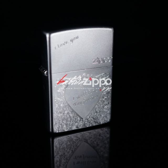 Bật lửa Zippo chính hãng 205 Bạc khắc I Love You