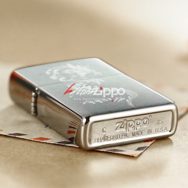 Bật lửa Zippo chính hãng bạc khắc rồng ver 3