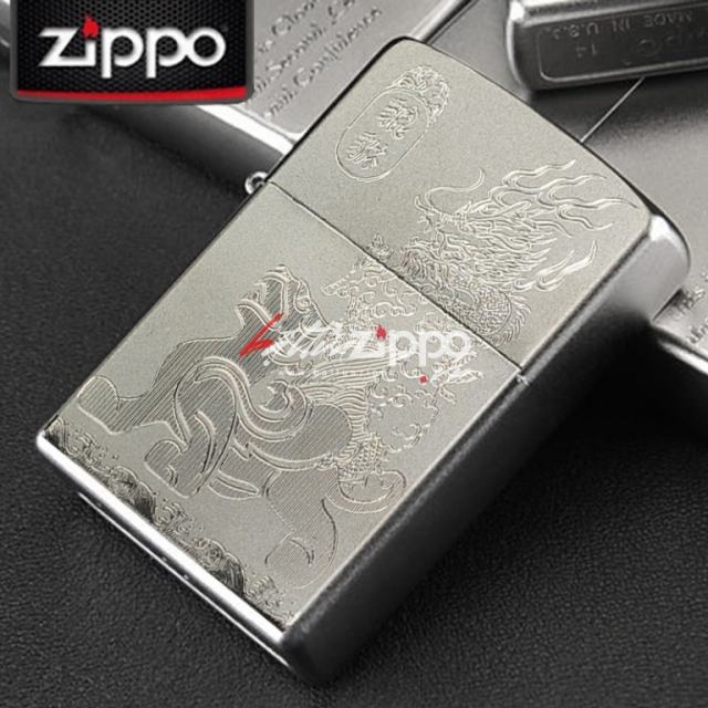Bật lửa Zippo chính hãng bạc khắc Rồng Lân