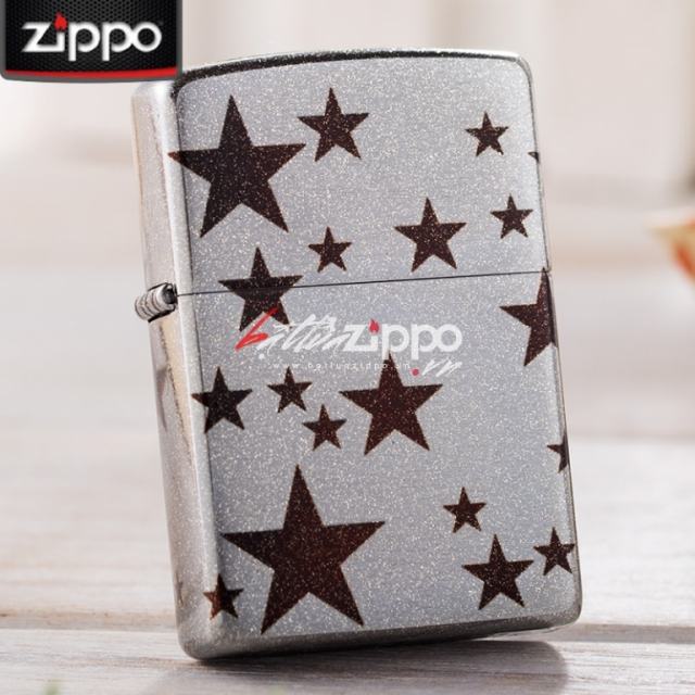 Bật lửa Zippo chính hãng phiên bản cát satin hoa văn sao
