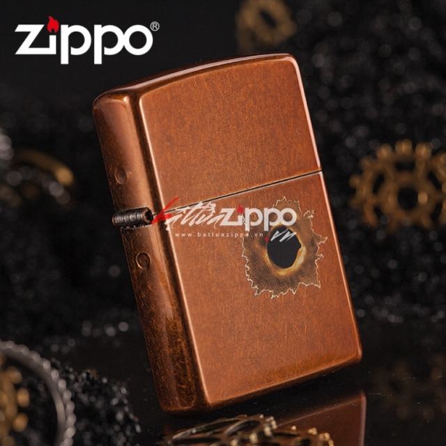 Bật lửa Zippo chính hãng Mỹ in lỗ đạn