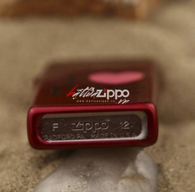 Bật lửa Zippo chính hãng đỏ bản hẹp khắc I love me