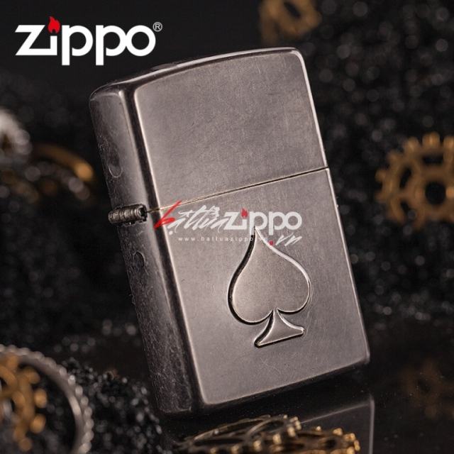 Bật lửa Zippo chính hãng đồng nhẹ dập nổi quân át bích