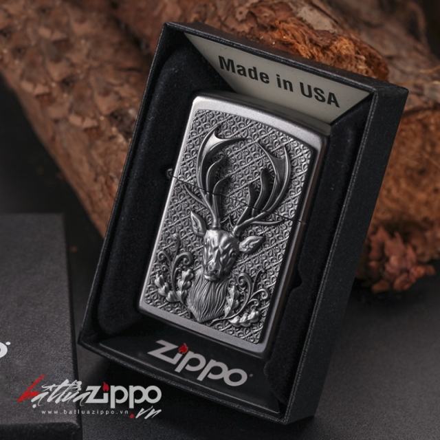 Bật lửa Zippo Lighter khắc nổi hình đầu hươu