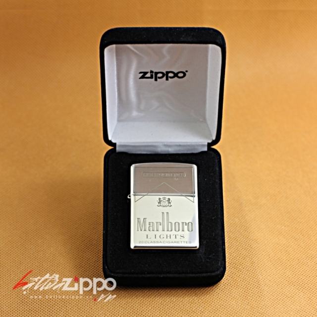Bật lửa ZIppo bạc nguyên khối phiên bản Marlboro