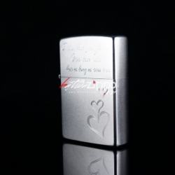 Bật lửa Zippo chính hãng 205 Bạc khắc trái tim tình yêu - Mã SP: ZPC0131