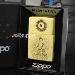 Bật lửa Zippo chính hãng chất liệu đồng khắc phật - Mã SP: Zpc0133