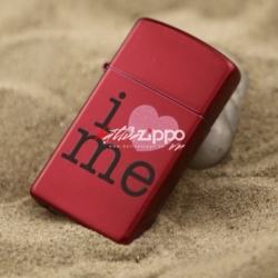 Bật lửa Zippo chính hãng đỏ bản hẹp khắc I love me - Mã SP: BL00497