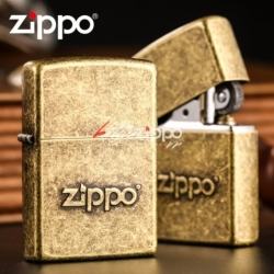 Bật lửa Zippo chính hãng đồng dập nổi chữ Zippo - Mã SP: BL00458