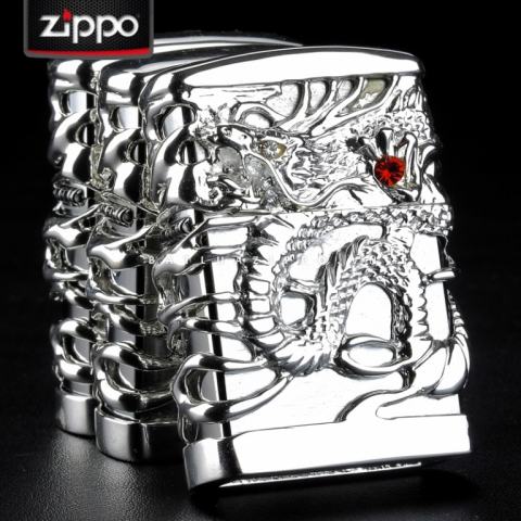 Bật lửa Zippo chính hãng rồng bạc quấn quanh