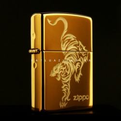 Bật lửa Zippo chính hãng vàng ìn hình hổ - Mã SP: ZPC0056