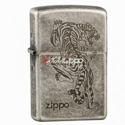 Bật lửa Zippo khắc hình Hổ bạc cổ